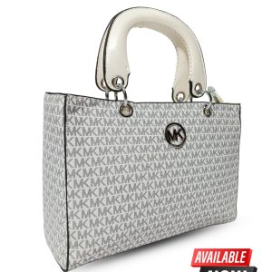 White Leather-Finish Bold Bag