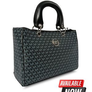 Black Leather-Finish Bold Bag
